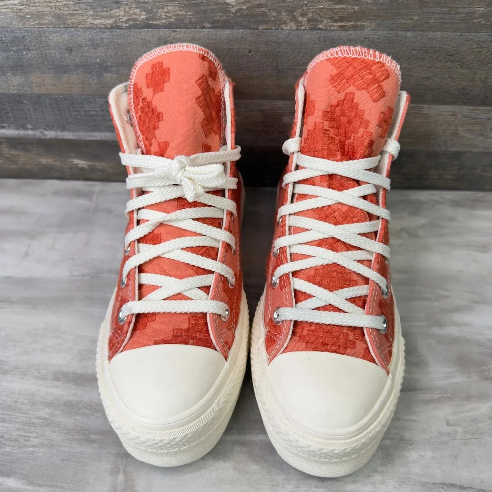 Converse Chuck Taylor All Star Lift High Women Sz 7 Platform Shoes Bright Madder - Picture 3 of 9